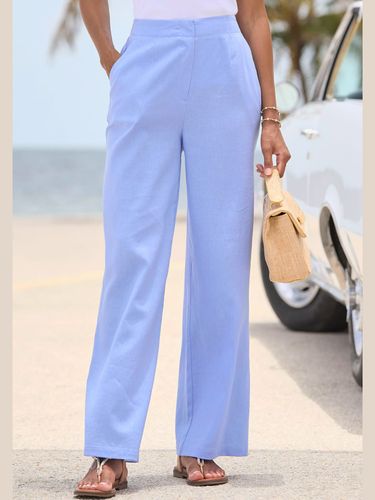 Pantalon en lin ceinture lisse devant, élastique au dos - Buffalo - Modalova