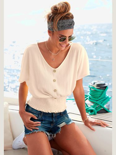 T-shirt en v fausse patte de boutonnage devant - LASCANA - Modalova