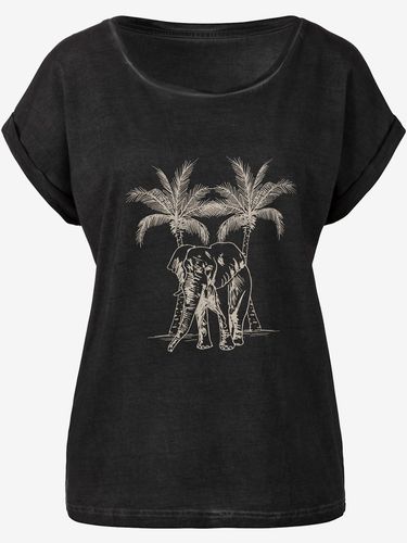 T-shirt imprimé devant avec éléphant et palmiers - Vivance - Modalova