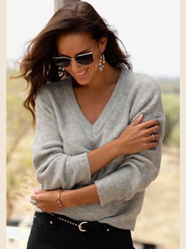 Pull à encolure en v pull en tricot avec perles - LASCANA - Modalova