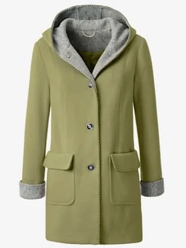 Manteau imitation laine poches plaquées à rabat avec capuche - Collection L - Modalova
