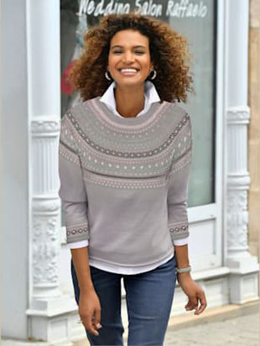 Pull au motif norvégien en jacquard col rond avec bordure ondulée - Witt - Modalova