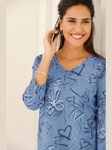 T-shirt imprimé en coton encolure en v manches 3/4 - Witt - Modalova