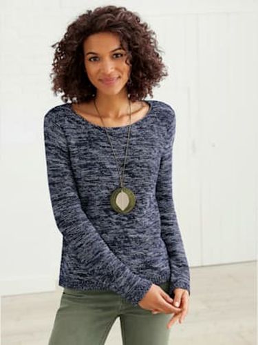 Pull chiné encolure ronde finitions côtelées avec le dos plus long - Collection L - Modalova