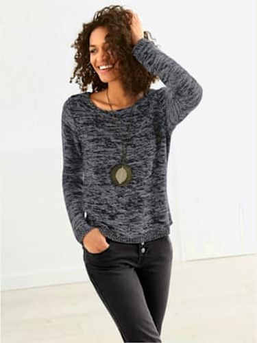 Pull chiné encolure ronde finitions côtelées avec le dos plus long - Collection L - Modalova