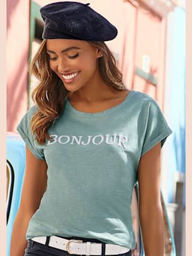 T-shirt imprimé «bonjour » tendance devant - Vivance - Modalova