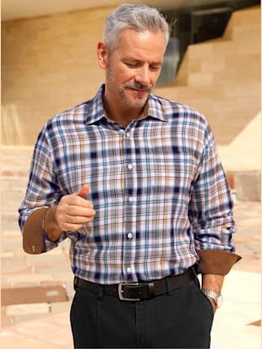Chemise en flanelle finitions en velours - Marco Donati - Modalova
