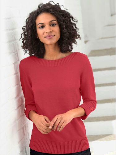 Pull manches 3/4 revers boutonnés - Collection L - Modalova