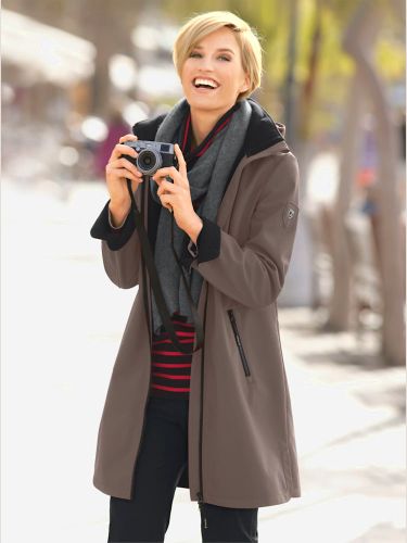 Veste coupe vent longue qualité softshell col montant avec capuche - Collection L - Modalova