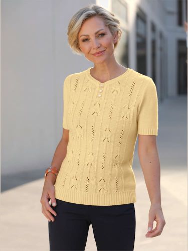 Pull à manches courtes motif tricoté avec partie ajourée devant - Witt - Modalova