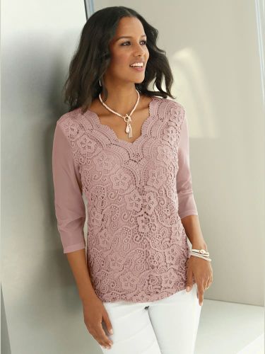 T-shirt en dentelle dentelle devant - Fair Lady - Modalova