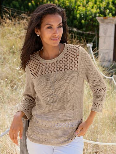 Pull ajouré 50% coton - Collection L - Modalova