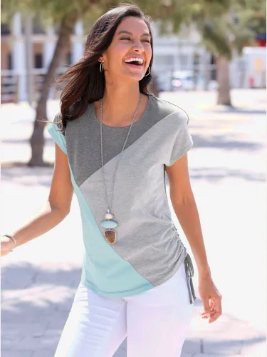 T-shirt à encolure ronde 68% coton - Collection L - Modalova