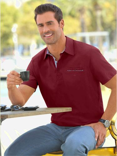 T-shirt à manches courtes empiècement tissu sur le col, la patte de boutonnage et la poche poitrine - Marco Donati - Modalova