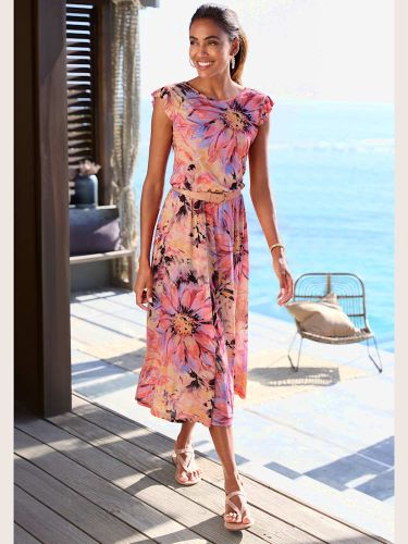 Robe mi-longue ravissantes manches chauve-souris - LASCANA - Modalova