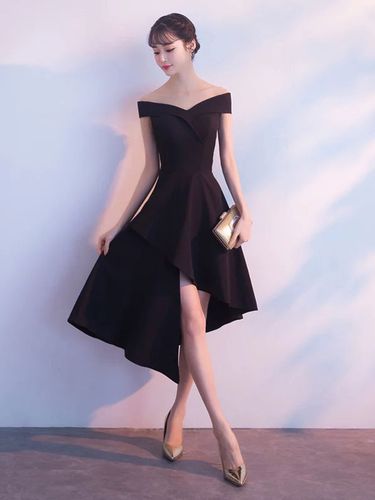 Robe de cocktail hors de l'épaule asymétrique en satin robe de soirée - milanoo.com - Modalova