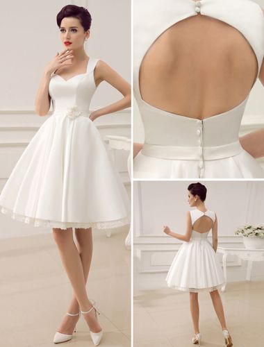 Robe de mariée courte; robe de mariée vintage; robe de mariée pas cher - milanoo.com - Modalova