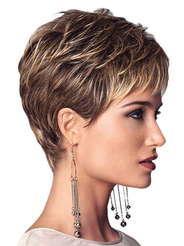 Perruque Synthétique Courte Invisible Prothèse Capillaire Frisée - milanoo.com - Modalova