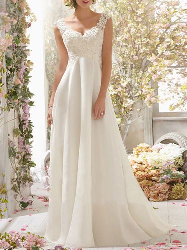Robe de mariée trapèze; robe de mariée simple - milanoo.com - Modalova