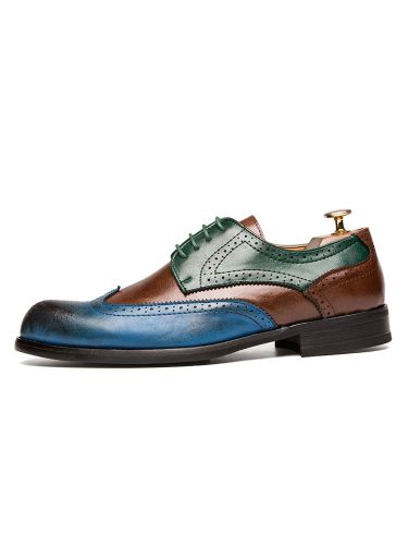Chaussures habilléess à bout pointu et talons bas à blocs de couleurs - milanoo.com - Modalova
