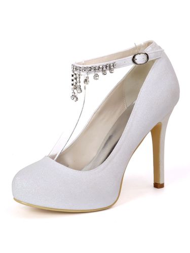 Chaussures de mariée blanche en PU plateforme talon haut boucle métal réglable - milanoo.com - Modalova
