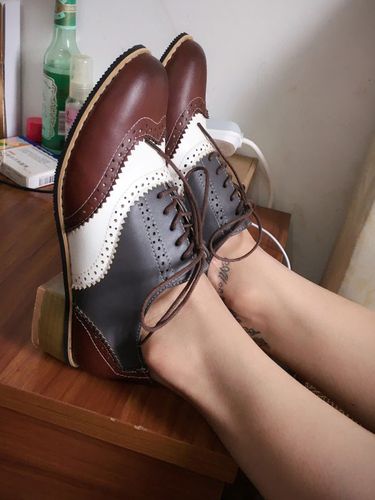 S Oxfords classique bout rond en cuir Synthétique à lacets chaussures décontractées - milanoo.com - Modalova