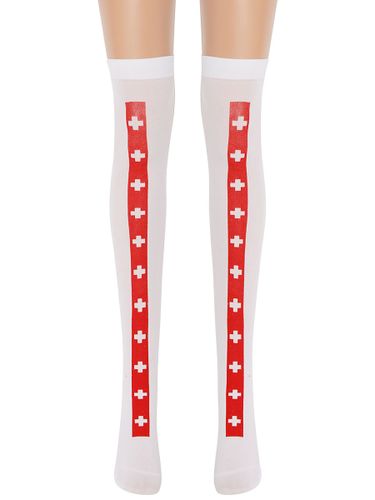 Fille Saloon Bas Croix Blanche Genou Chaussettes Hautes Halloween Cosplay Costume Accessoires - milanoo.com - Modalova