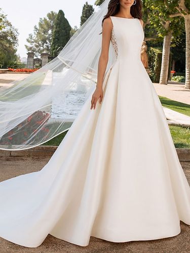 Robe de mariée A-line Robe de mariée simple Robe de mariée blanche - milanoo.com - Modalova