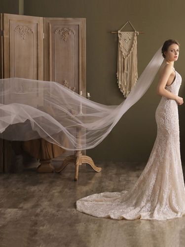 Voiles de mariage cascade Voile de mariée en tulle à un étage - milanoo.com - Modalova