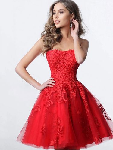 Robes de cocktail Mini robe bustier en dentelle Robe de soirée sexy - milanoo.com - Modalova