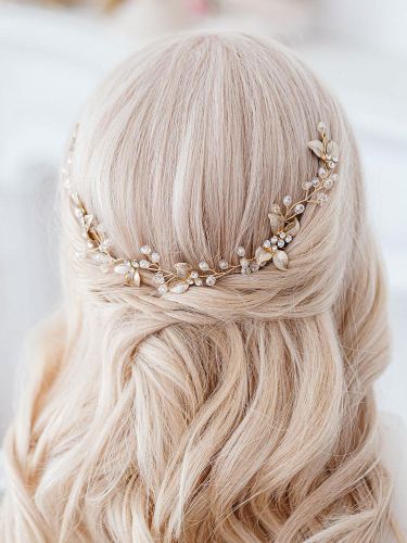 Accessoire de casque de mariage en métal perle accessoires de cheveux blonds clairs pour la mariée - milanoo.com - Modalova