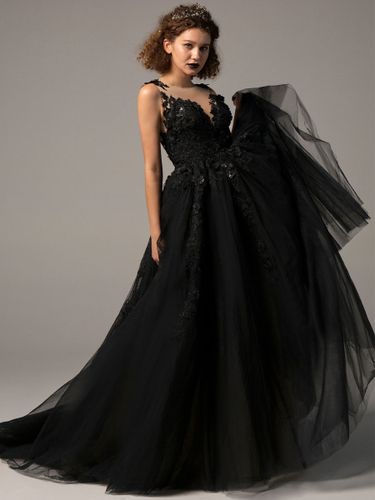 Robe de mariée col rond décolleté jupe fendue à traîne robe de mariage - milanoo.com - Modalova