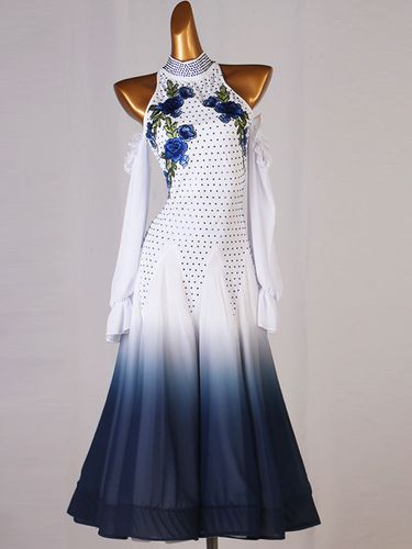 Costumes de danse de salon Robe de danse blanche noir fleur - milanoo.com - Modalova