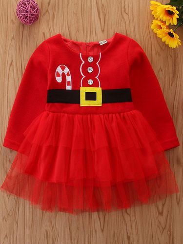 Robe Tunique Pour Noël Robe De Soirée Cadeaux Noël En Fibre De Polyester Père Noël - milanoo.com - Modalova