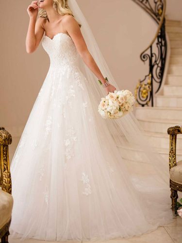 Robe de mariée grande taille robe de mariage bustier à traîne en dentelle - milanoo.com - Modalova