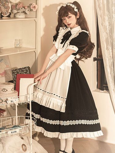 Robe Classique Lolita OP 2 Pièces Robe Bonne Blanc Volants Robe Vintage - milanoo.com - Modalova