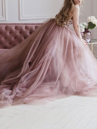 Robe de mariée robe de mariage col V profond zip sur dos à grande traîne - milanoo.com - Modalova