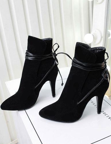 Bottines courtes à lanières à bout pointu en daim - milanoo.com - Modalova