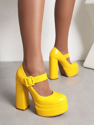 Chaussures à Talons avec Plateforme avec Bout Carré avec Brides Unicolore - milanoo.com - Modalova