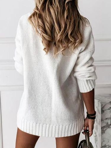 Pull à Col V avec Manches Longues Unicolore - milanoo.com - Modalova