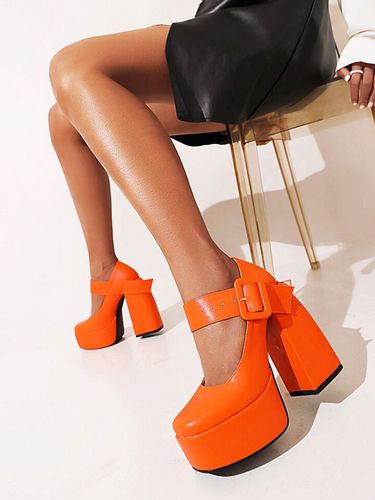 Escarpins avec Plateforme à Talons Hauts avec Bout Rond avec Boucles Unicolore - milanoo.com - Modalova