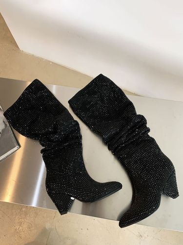 Bottes Hautes Au Genou s Cuir Talon Cône Bottes Mi-haut - milanoo.com - Modalova