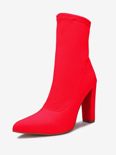 Bottines À Talons Épais En Tissu Élastiques - milanoo.com - Modalova