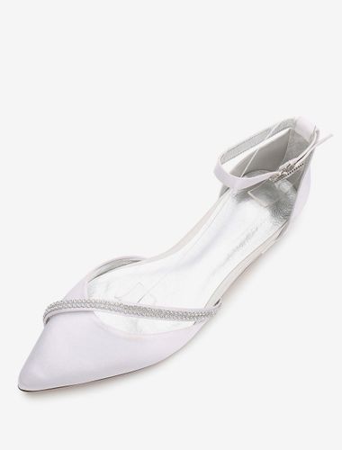 Chaussures de mariée plate argent en soie de satin chaussures de mariage - milanoo.com - Modalova