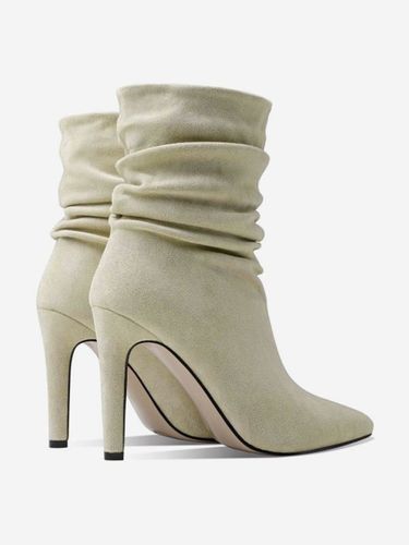 Bottines à Talons Hauts avec Bout Carré en Cuir Synthétique Unicolore - milanoo.com - Modalova