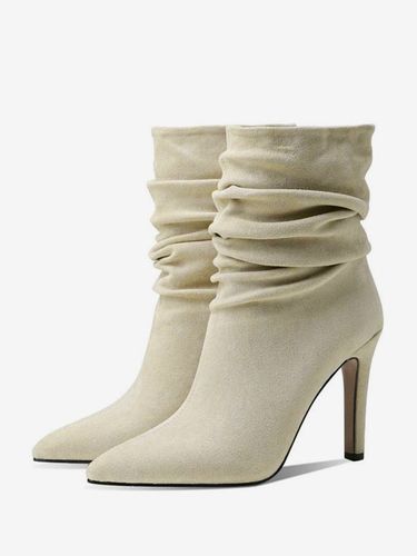 Bottines à Talons Hauts avec Bout Carré en Cuir Synthétique Unicolore - milanoo.com - Modalova