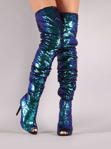 Cuissardes Brillantes à talons aigus unicolore - milanoo.com - Modalova