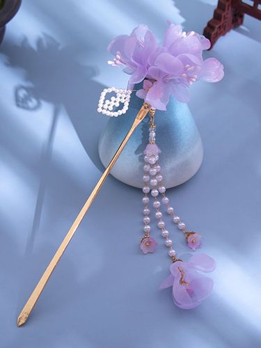 Coiffure Lolita Style Chinois Fleurs Violettes Perles Accessoire Métal Divers - milanoo.com - Modalova