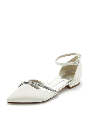 Chaussures de mariée Ballerines de mariée Soie et satin Bout pointu Strass - milanoo.com - Modalova