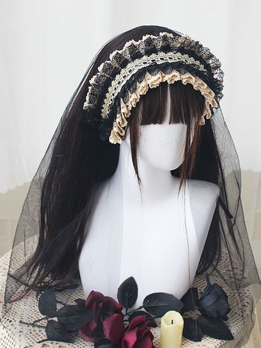 Voile Gothique Lolita Blanc Volants Polyester Accessoire Dentelle Divers - milanoo.com - Modalova